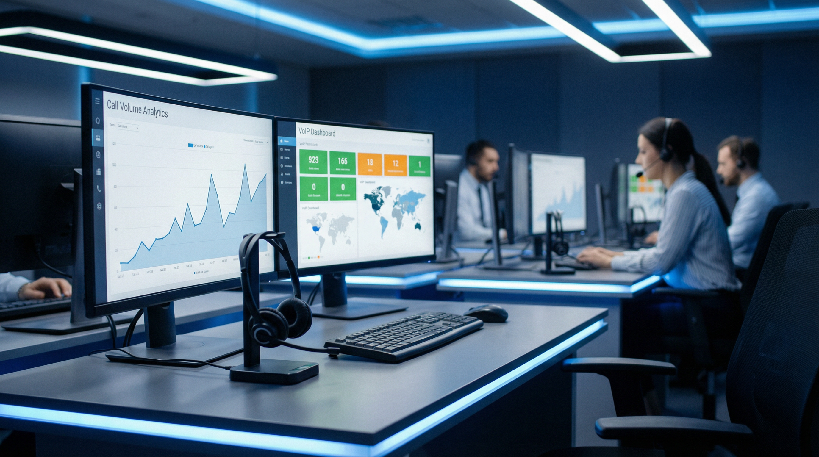 Centre d'appels professionnel avec solutions VoIP